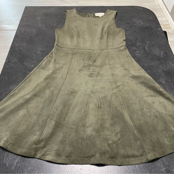 Philosophy Green Faux Leather/Suede Sleeveless  A-Line Dress Size 10 #0480 - Picture 5 of 12